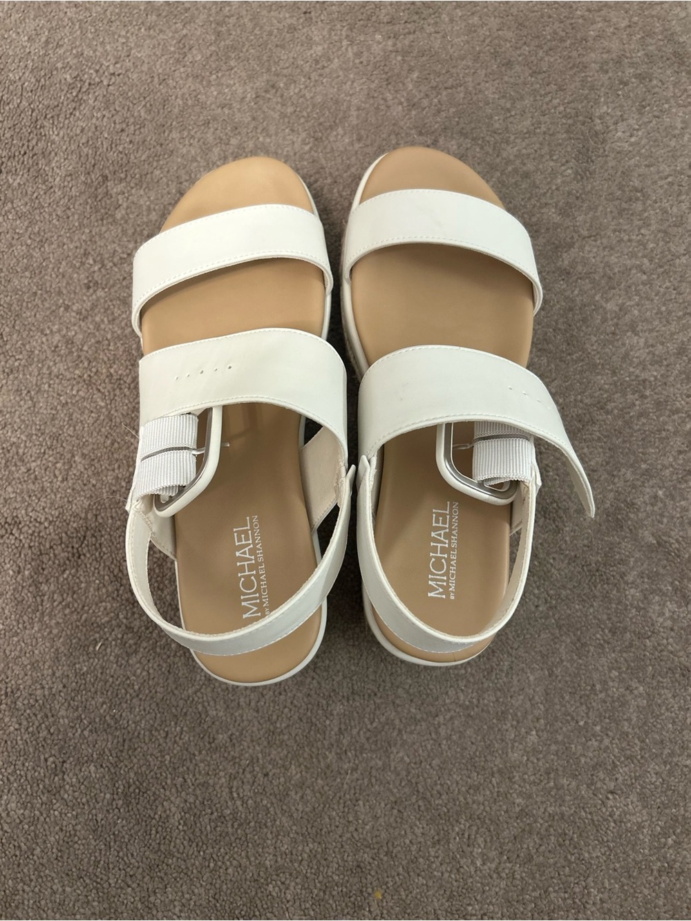 Beige & White Platform Sandals